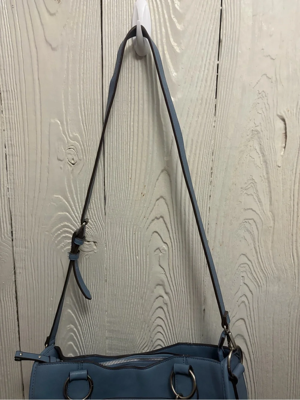 FRYE AND CO. Steel Blue Faux Leather Satchel Crossbody Bag
